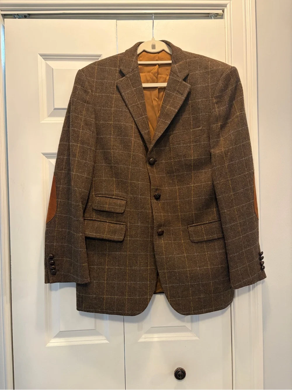 Men's Barbour Brown Wool Blazer with Elbow Patches